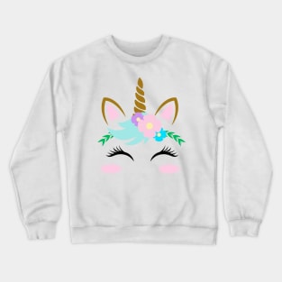 Pretty Little Unicorn Face Crewneck Sweatshirt